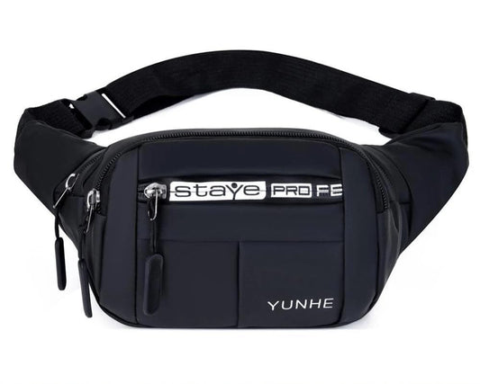 Waist Pack, Black, Multi-Pocket Fanny Bag with Adjustable Belt Men & Women (Black)