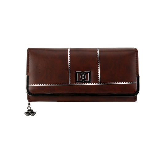 MORKMEILI Premium Leather Wallet with Metal Clasp, Bifold, Classic Design-BROWN