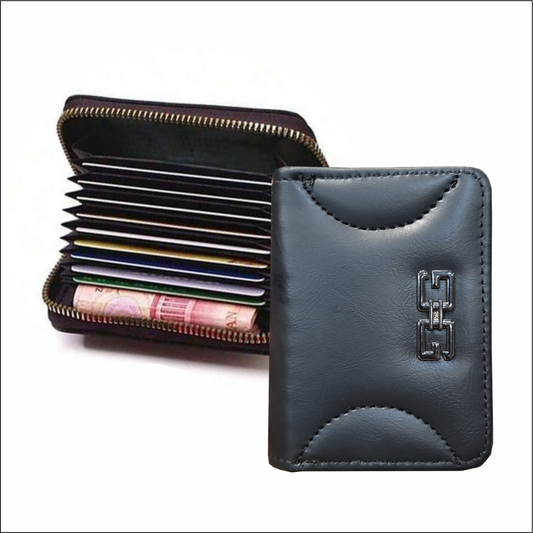 PU Leather Credit Debit Card Holder Wallet Money Zipper Coin Purse for Men & Women
