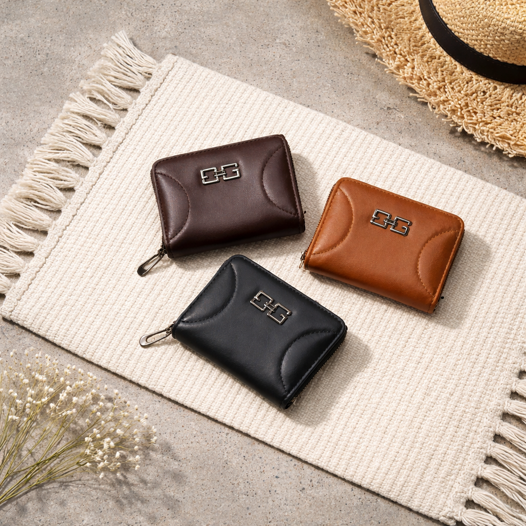 PU Leather Credit Debit Card Holder Wallet Money Zipper Coin Purse for Men & Women