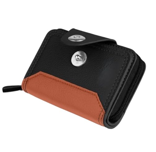 Credit Card Holder Wallet, Zip Around Multi-Slot Design-Black