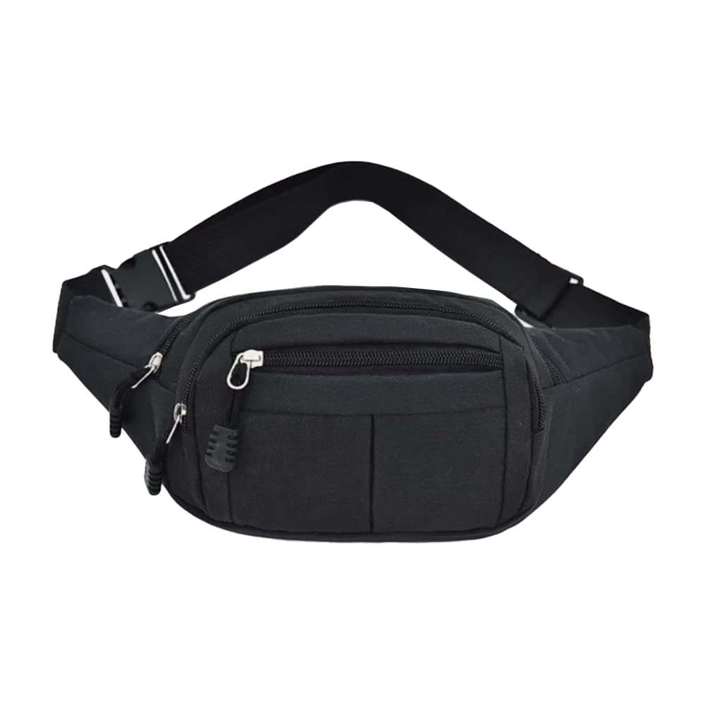 Smartway Waist Bags for Men & Women Stylish Travel Waist Bag Multipurpose Travel Pouch for Men/Women with Adjustable Travel Bag for Men/Women Travel Accessories with 3 Pouch Zip Chest Bag-Black