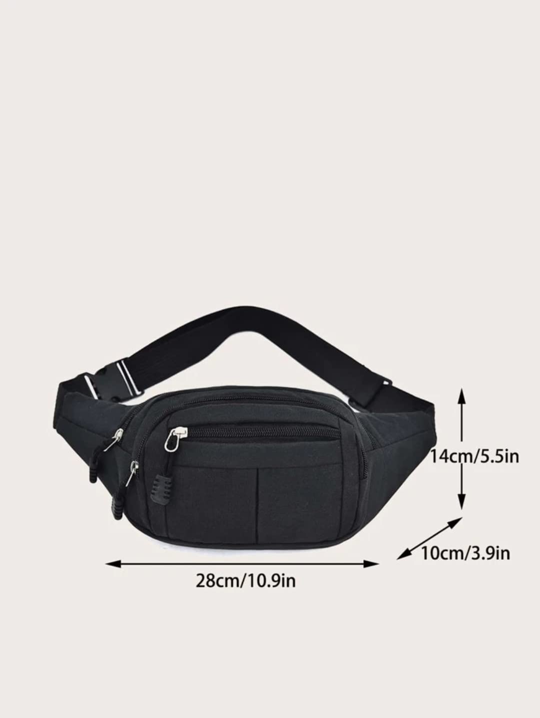 Smartway Waist Bags for Men & Women Stylish Travel Waist Bag Multipurpose Travel Pouch for Men/Women with Adjustable Travel Bag for Men/Women Travel Accessories with 3 Pouch Zip Chest Bag-Black