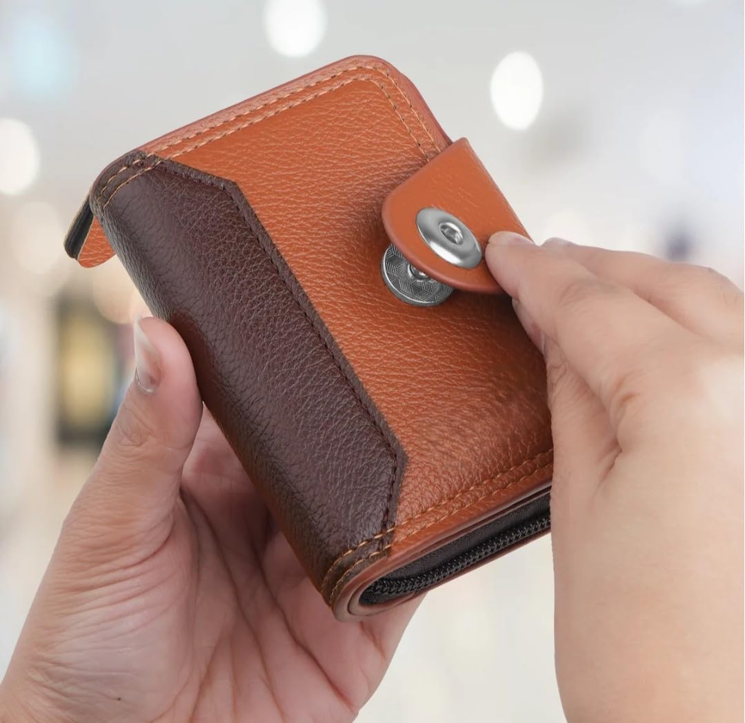 Credit Card Holder Wallet, Zip Around Multi-Slot Design-Black