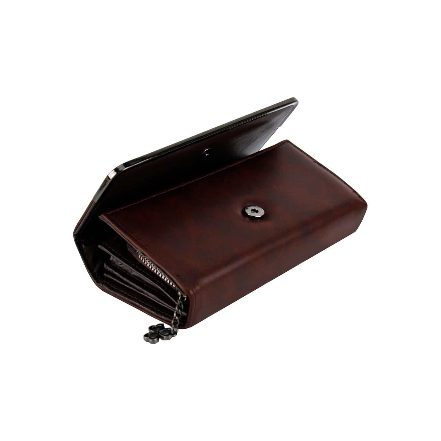 MORKMEILI Premium Leather Wallet with Metal Clasp, Bifold, Classic Design-BROWN