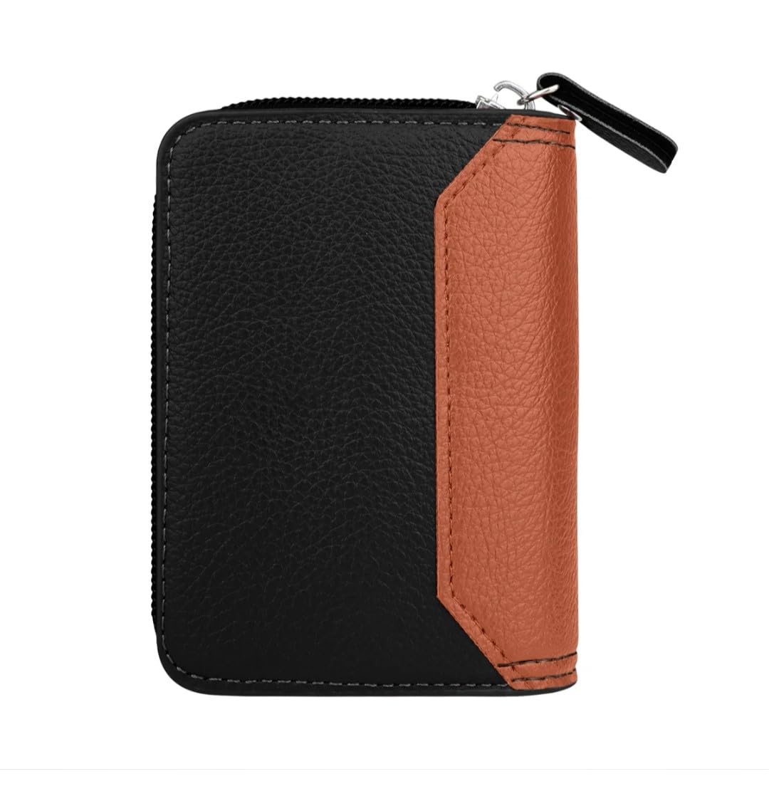Credit Card Holder Wallet, Zip Around Multi-Slot Design-Black