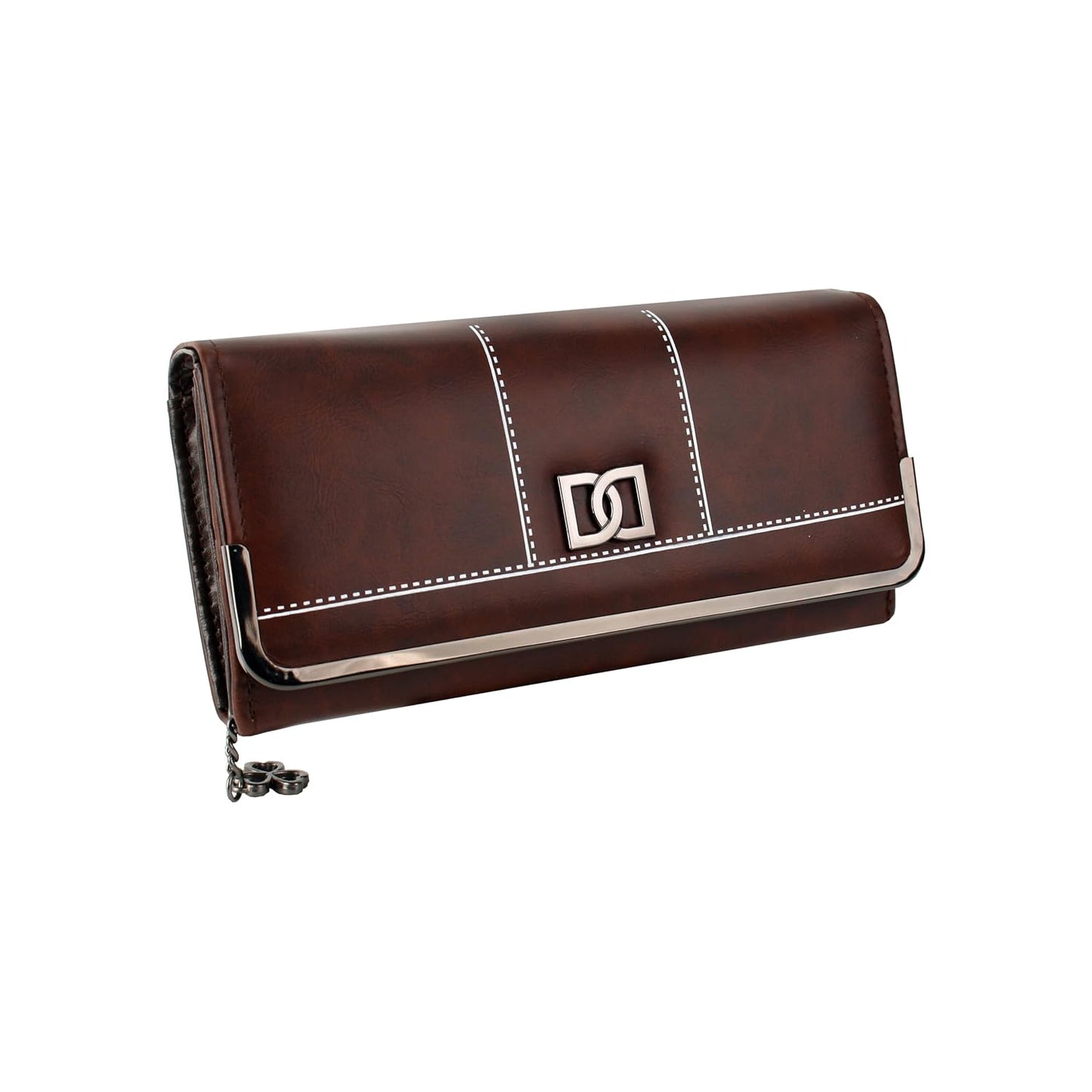 MORKMEILI Premium Leather Wallet with Metal Clasp, Bifold, Classic Design-BROWN