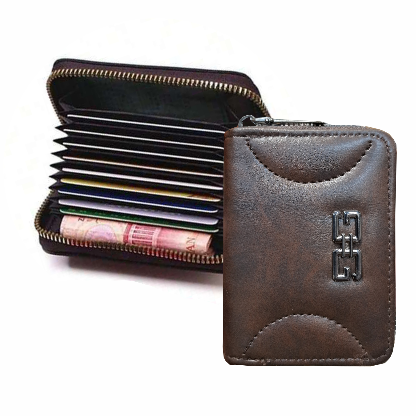 PU Leather Credit Debit Card Holder Wallet Money Zipper Coin Purse for Men & Women