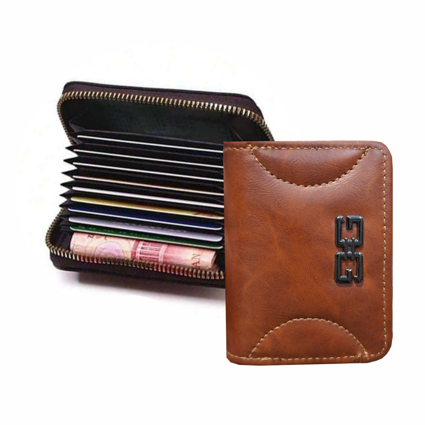 PU Leather Credit Debit Card Holder Wallet Money Zipper Coin Purse for Men & Women
